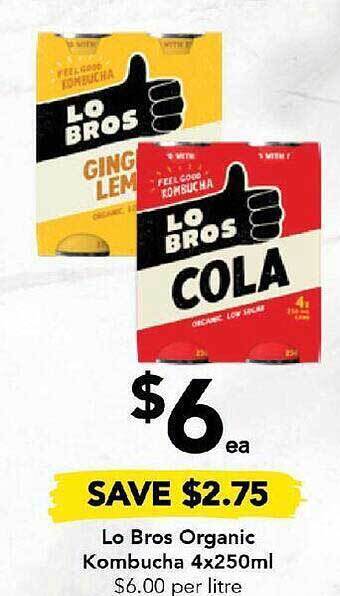 Drakes Lo bros organic kombucha offer