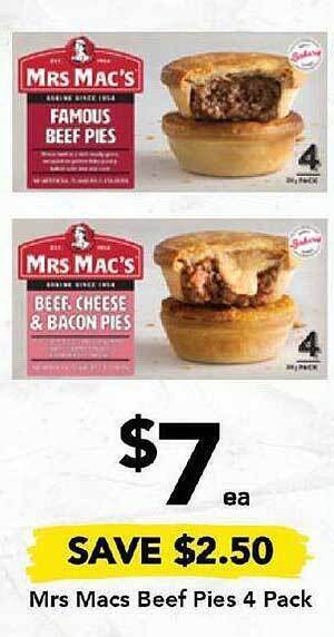 Mrs macs beef pies 4 pack
