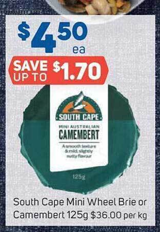 Foodland South cape mini wheel brie or camembert offer