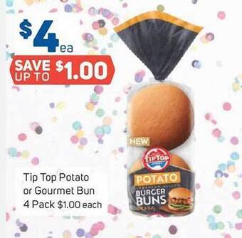 Foodland Tip top potato or gourmet bun offer