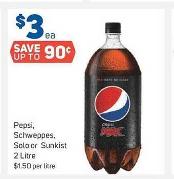 Foodland Pepsi, schweppes, solo or sunkist offer