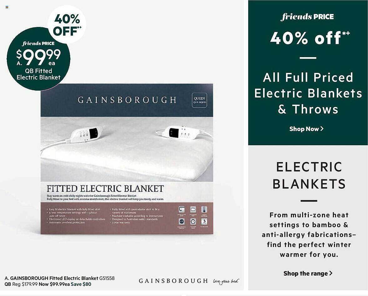 A. gainsbrough fitted electric blanket offer at Harris Scarfe