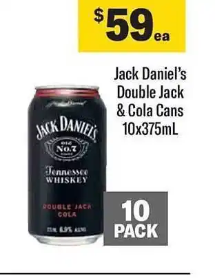 Liquorland Jack daniel's double jack & cola cans offer