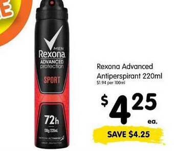 Spar Rexona advanced antiperspirant offer