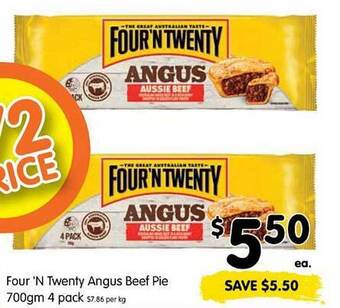 Spar Four 'n twenty angus beef pie offer