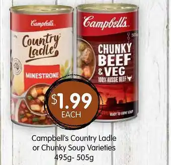 Spudshed Campbell's country ladle or chunky soup offer