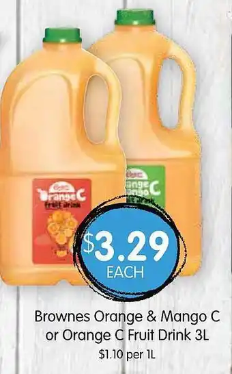 Spudshed Brownes orange & mango c or orange c fruit drink offer