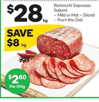 Woolworths Bertocchi sopressa salami offer