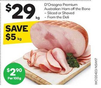Woolworths D'orsogna premium australian ham off the bone offer