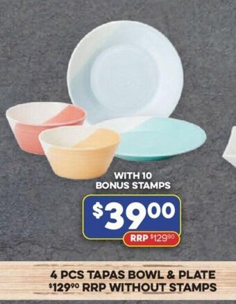 4 pcs Tapas Bowl & Plate