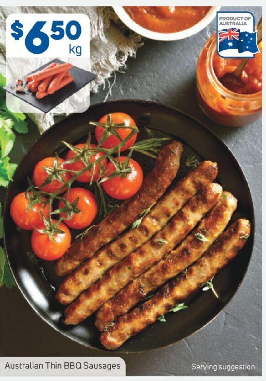 Australian Thin BBQ Sausages offer at Foodland