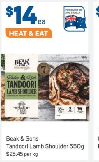 Foodland Beak & Sons Tandoori Lamb Shoulder 550g offer