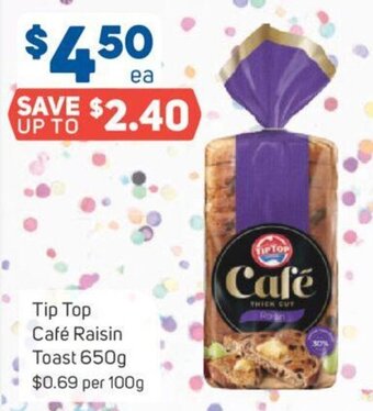 Foodland Tip Top Café Raisin Toast 650g offer