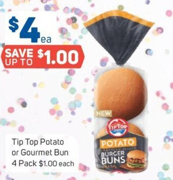 Foodland Tip Top Potato or Gourmet Bun 4 Pack offer