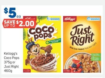 Foodland Kellogg's Coco Pops 375g or Just Right 460g offer