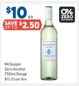 Foodland McGuigan Zero Alcohol 750ml Range offer