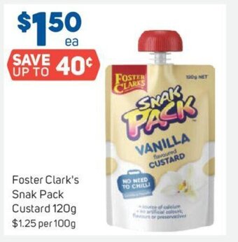 Foodland Foster Clark's Snak Pack Custard 120g offer