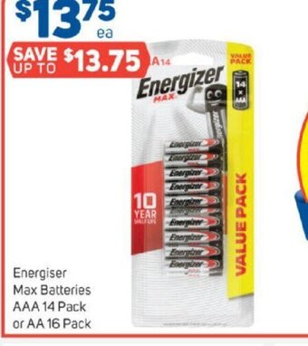 Foodland Energizer Max Batteries AAA 14 pack or AA 16 Pack offer
