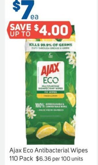 Foodland Ajax Eco Antibacterial Wipes 110 Pack offer