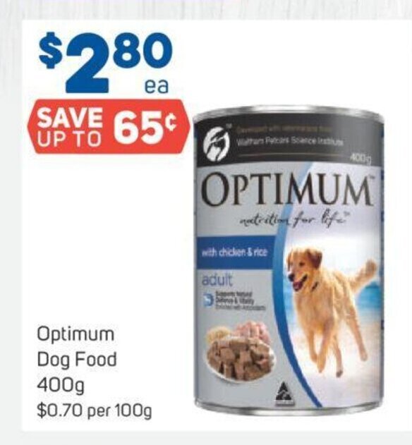 Optimum Dog Food 400g offer at Foodland