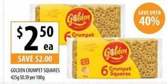 Golden crumpet squares