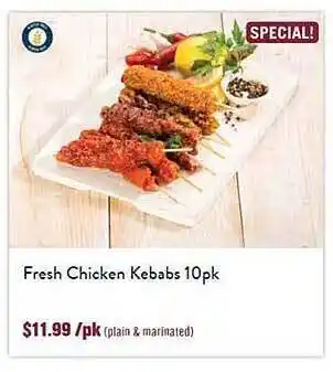 Tasman Butchers Fresh chicken kebabs offer