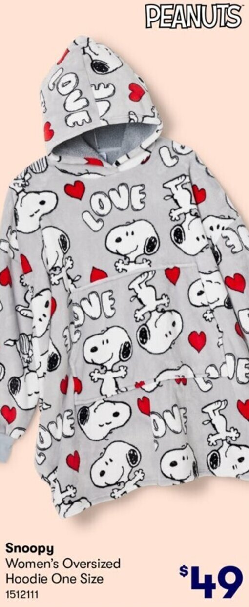 Snoopy Women's Oversized Hoodie One Size offer at Costco
