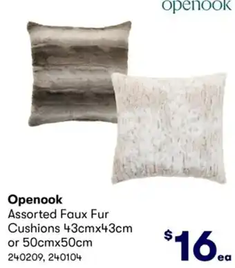Costco Openook Assorted Faux Fur Cushions 43cmx43cm or 50cmx50cm offer