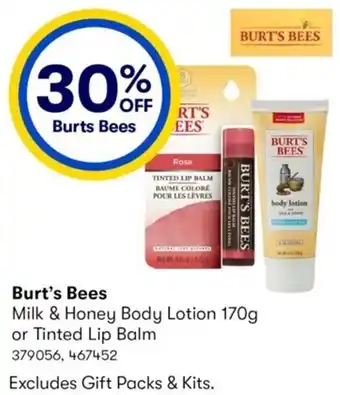Burt's Bees Milk & Honey Body Lotion 170 g or Tinted Lip Balm