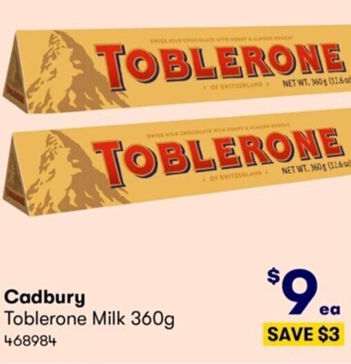 Cadbury Toblerone Milk 360 g offer at Costco