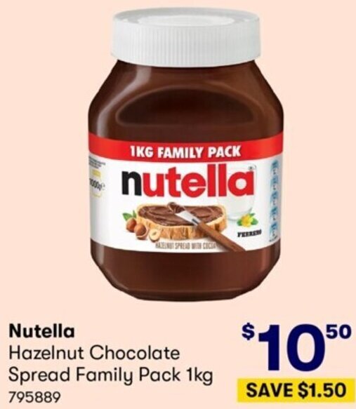 Nutella Hazelnut Chocolate Spread Family Pack 1kg offer at Costco