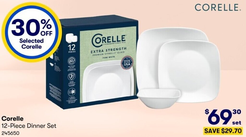 Corelle 12Piece Dinner Set offer at Costco