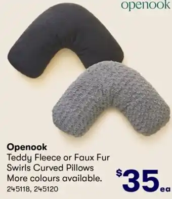 Openook Teddy Fleece or Faux Fur Swirls Curved Pillows More Colour available