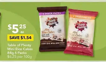 Table of plenty mini rice cakes 84 g 6 pack