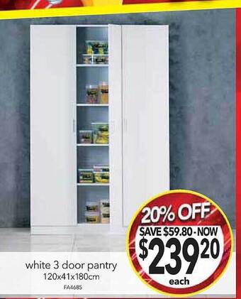 Cheap as Chips White 3 door pantry offer