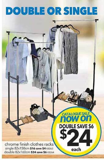 Cheap as Chips Chrome finish clothes racks offer