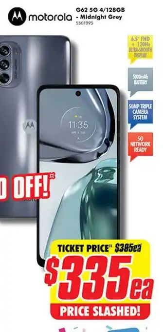 The Good Guys Motorola g62 5g 4-128gb - midnight grey offer