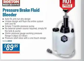 Burson Auto Parts Boston mechanig pressure brake fluid bleeder offer