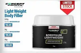 Burson Auto Parts Concept paints light weight body filler offer