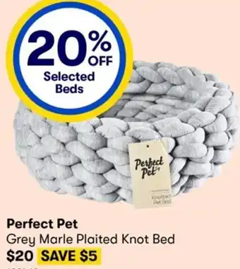 Perfect Pet Grey Marle Plaited Knot Bed