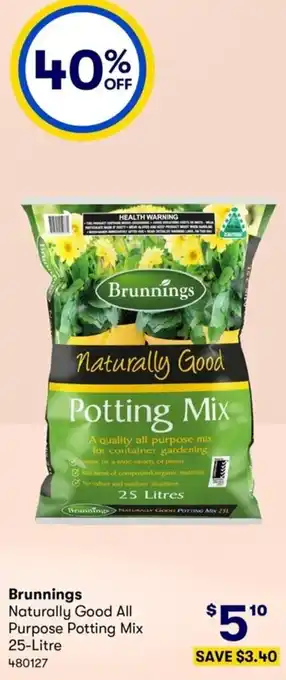 Brunnings Naturally Good All Purpose Potting Mix 25-Litre