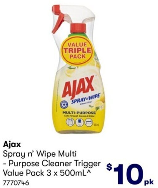 Ajax Spray n' Wipe MultiPurpose Cleaner Trigger 3x500ml offer at Costco