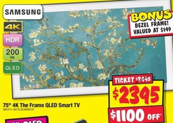 JB Hi-Fi 75" 4K The Frame Qled Smart Tv offer