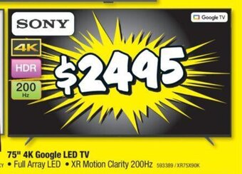 JB Hi-Fi 75" 4K Google LED TV offer