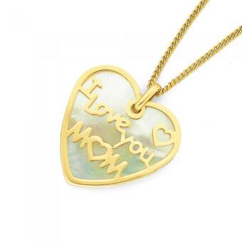 9ct gold 'i love you mum' pendant