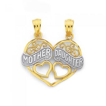 Prouds 9ct gold two tone 'mother & daughter' share pendant offer