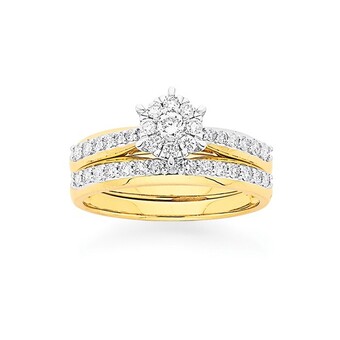 Prouds 9ct gold diamond bridal set offer