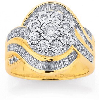 Prouds 9ct gold diamond cluster wrap dress ring offer