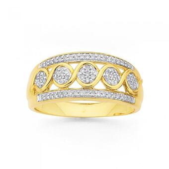 Prouds 9ct gold diamond swirl ring offer