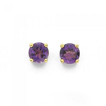 Prouds 9ct gold amethyst stud earrings offer